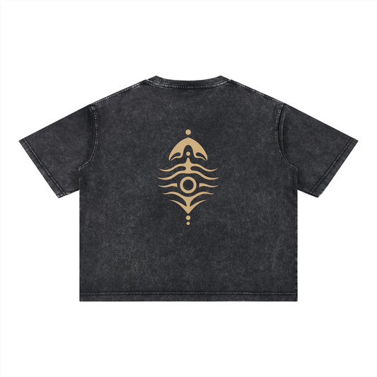 ChillaCybin Mineral-Wash Oversized Boxy Cropped T-shirt