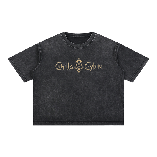 ChillaCybin Mineral-Wash Oversized Boxy Cropped T-shirt